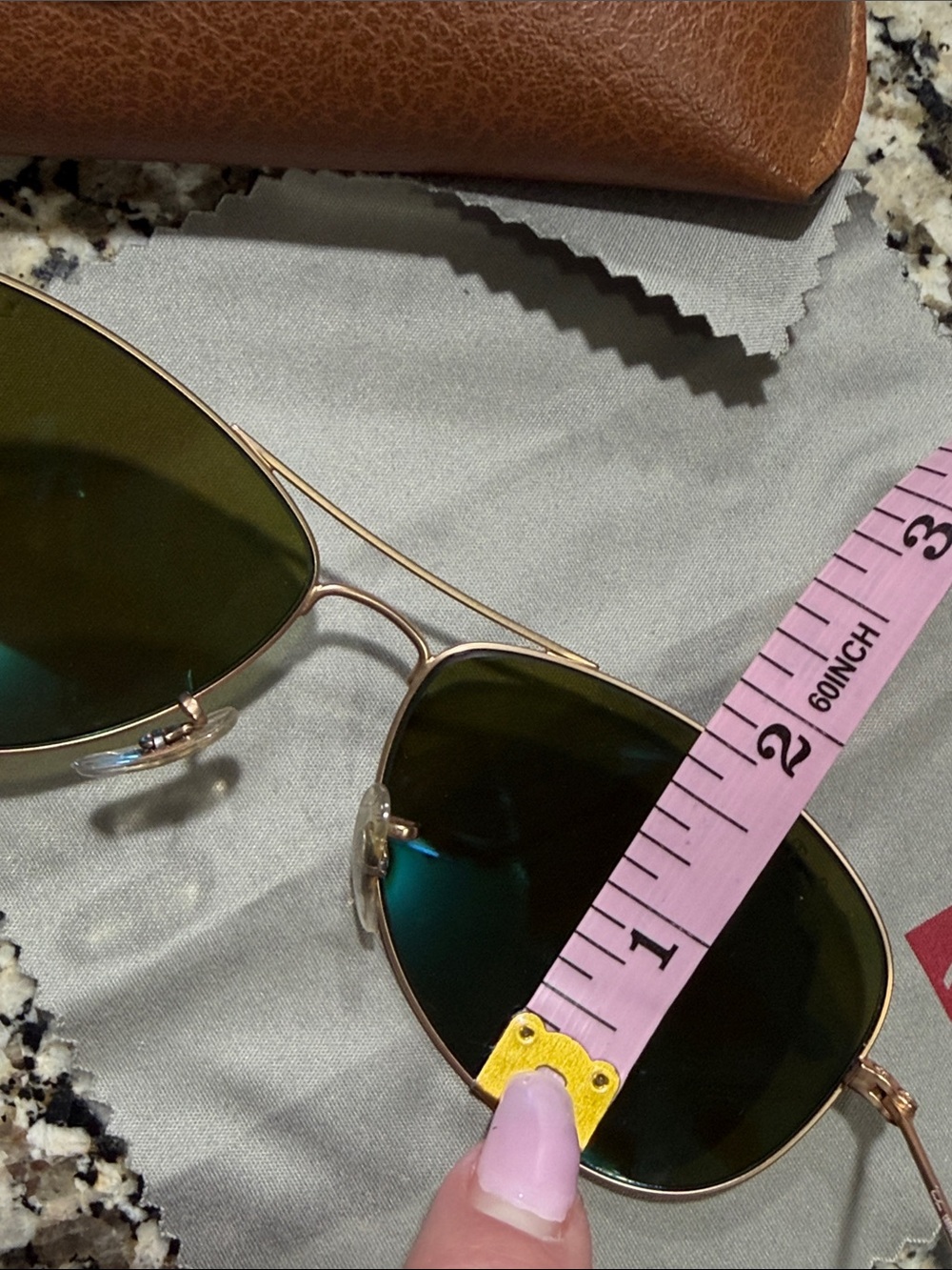 Ray-Ban Gold Frame aviator Sunglasses with Blue Mirrored Lenses - Picture 11 of 12